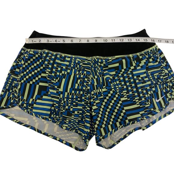 Women's Nike 4" SW Rival Printed Dri-Fit Running Shorts Size Medium Green & Blue - Picture 7 of 12